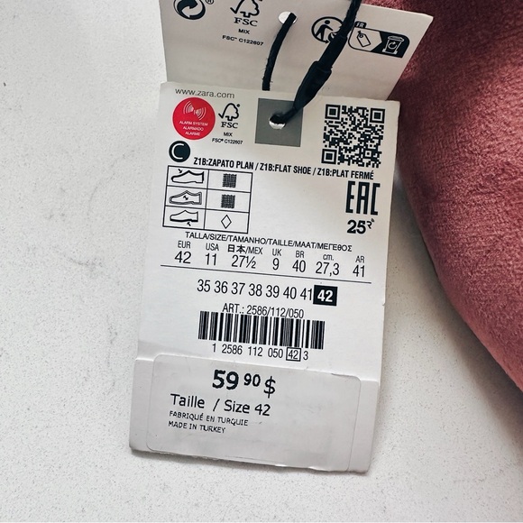 BRAND NEW - Zara Pink Flats - Size 11 - Picture 3 of 9